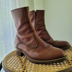 Vintage Leather Zipped Ankle Boots